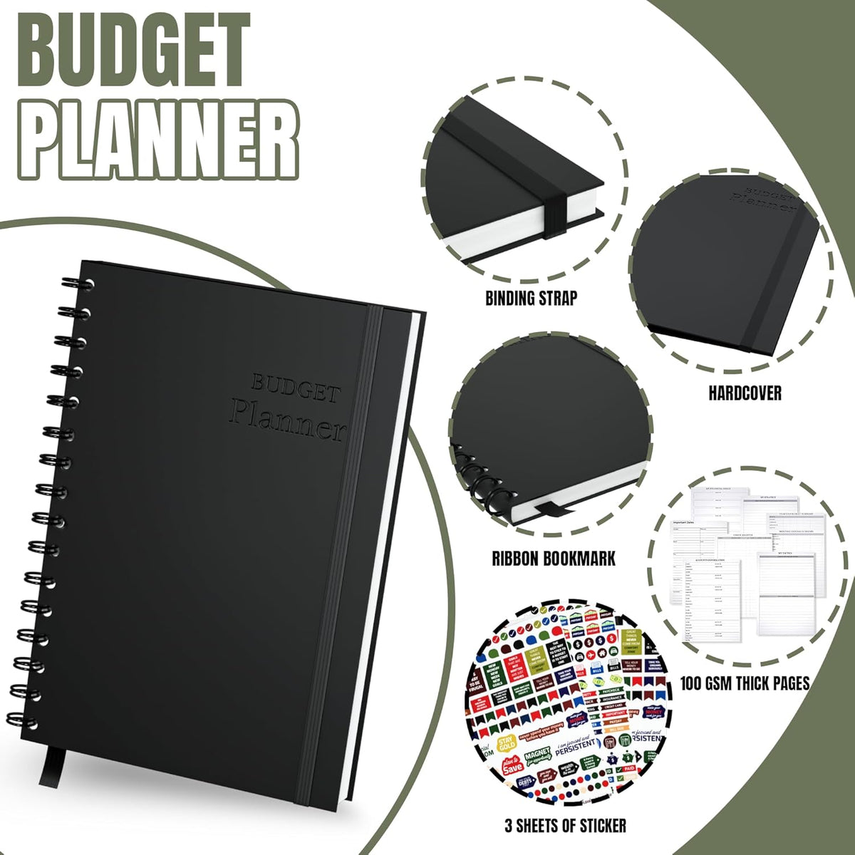 Budget Planner and Monthly Bill Organizer - Financial Planner Organizer Budget Book with Sticker Sheets - Bill Tracker Notebook | Budgeting Book with Debt, Saving and Expense Trackers - A5