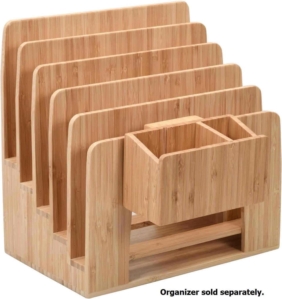 MobileVision Bamboo Caddy Add-On for Bamboo Charging Station Organizers; Compartment and cubby space fits pens, keys, and other small stationary items