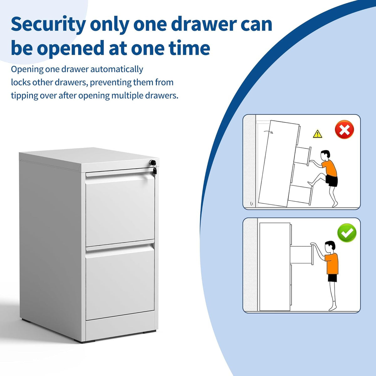 2-Drawer Locking Vertical File Cabinet, Metal Storage Cabinet for Office/Home – Secure Vertical Filing for Letter/Legal/A4/F4 Documents, Easy to Assemble Steel Cabinet (White, 2 Drawer-28 H)