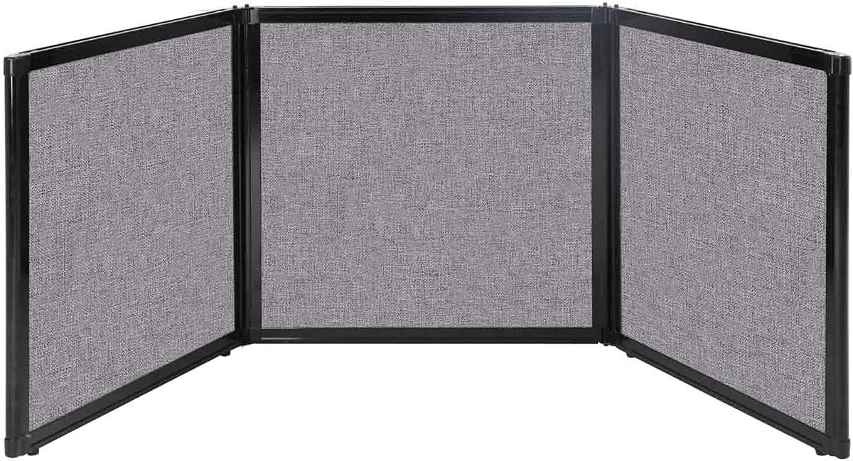 Versare Folding Tabletop Display | 3-Panel Partition | Lightweight Portable Workspace Divider | Cloud Gray 78" x 24"