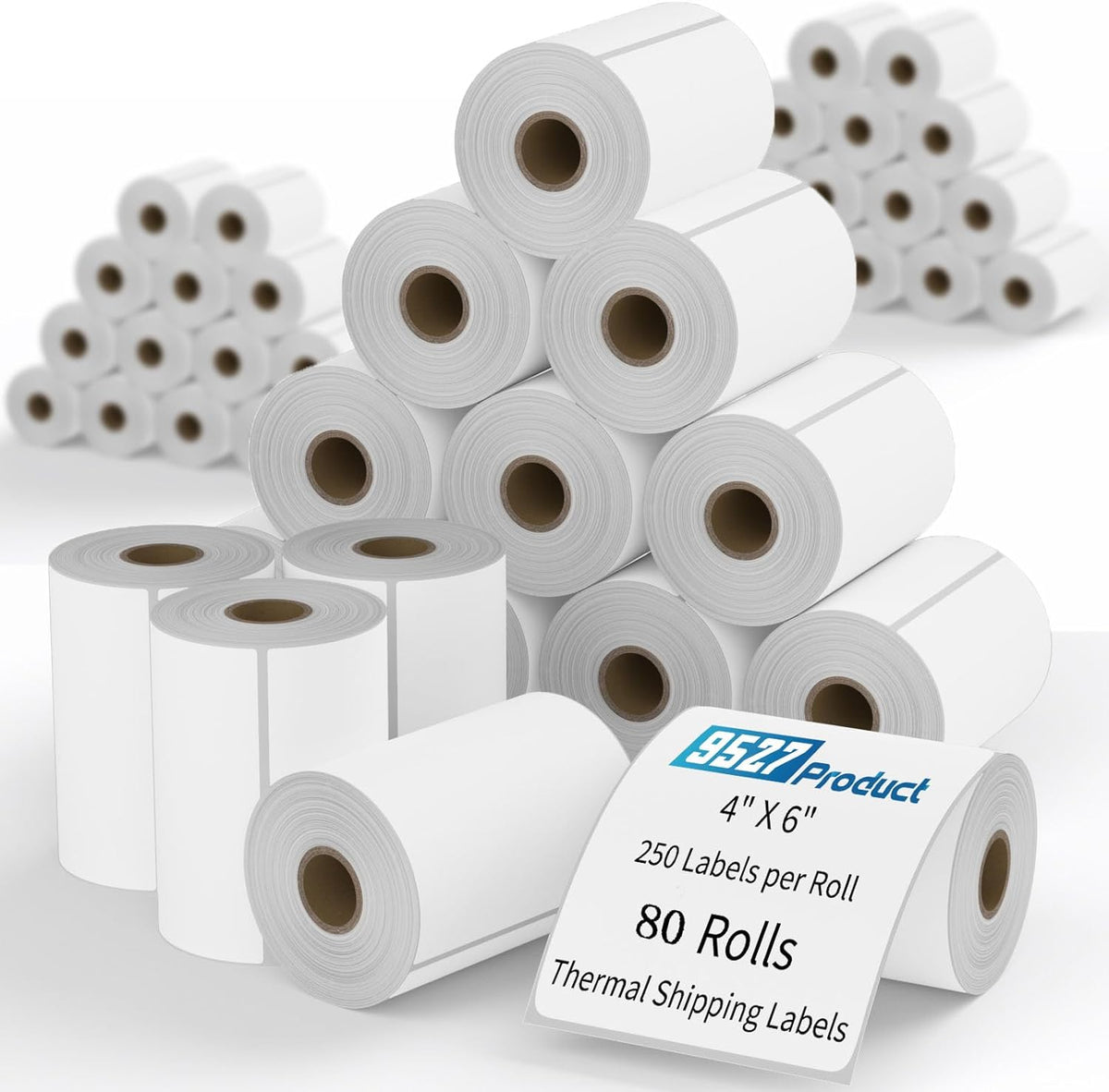9527 Product 4x6 Blank Direct Thermal Shipping Labels for Zebra 2844 Zp-450 Zp-500 Zp-505,250 Labels/Roll,Total 80 Rolls
