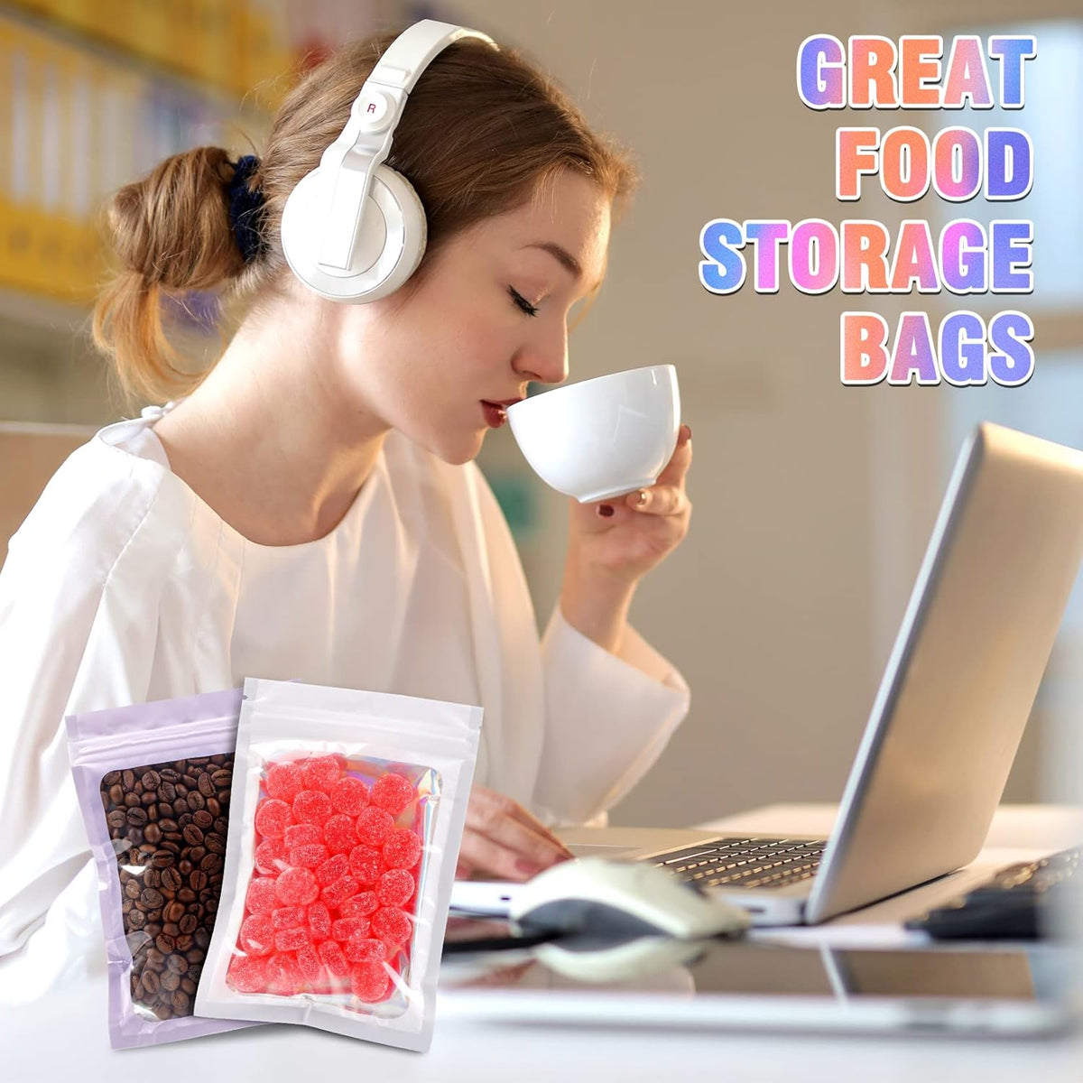 Smell Proof Bag, 100 PCS Holographic Bags, Packaging Bags, Food Packaging Bag(4x6 Inch)