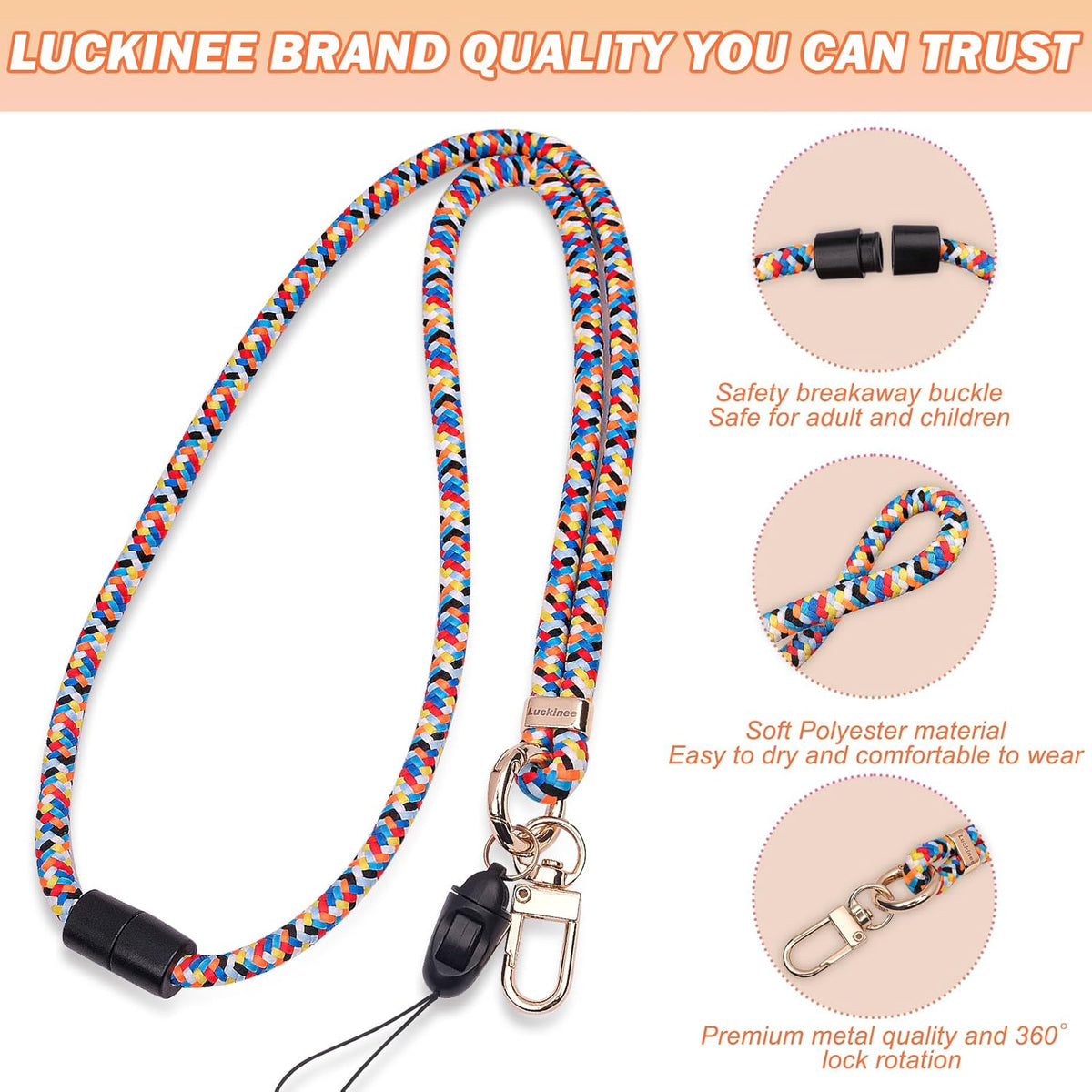 Cell Phone Lanyard with Safety Breakaway Buckle, Phone Neck Strap and Wrist Lanyard Strap, Phone Patches, Keyrings
