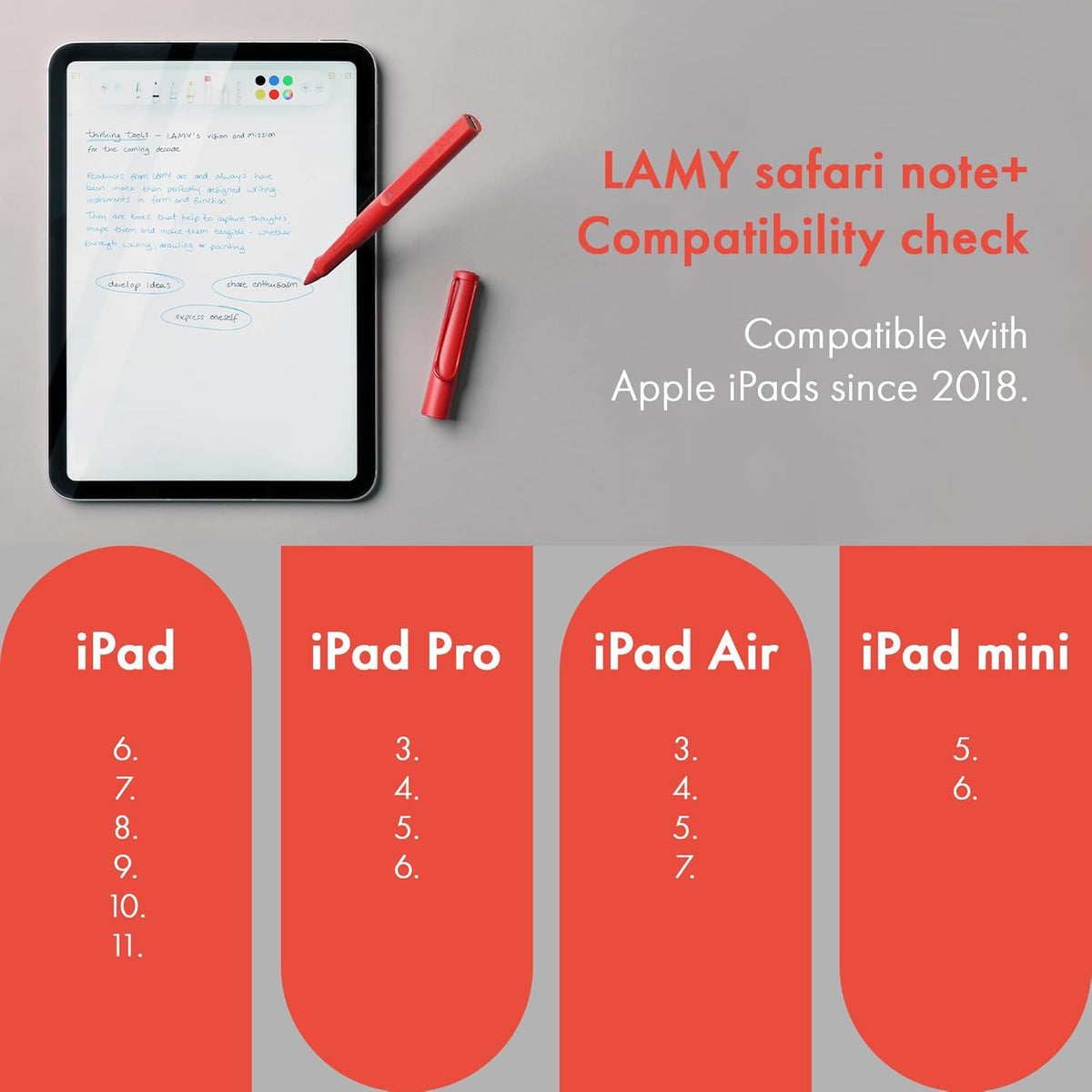 LAMY Safari Note+ Steel Black iPad Pen - Stylus Pen with Palm Rejection, tilt Sensitivity & Ergonomic Grip - Compatible with Various iPad Models & Generations - up to 10 Hours Battery Life