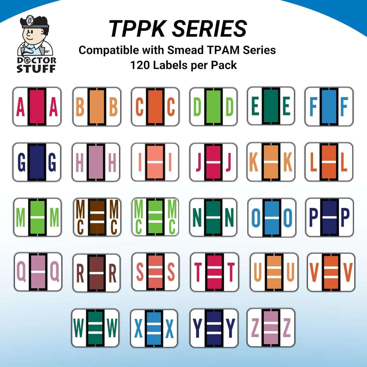 Doctor Stuff - File Folder Labels, Alphabet Letter U Stickers, Compatible with Smead BCCR/BCCS - TPAM Series Alpha Stickers Fluorescent Orange, 1" x 1-1/4", 120 Labels per Package