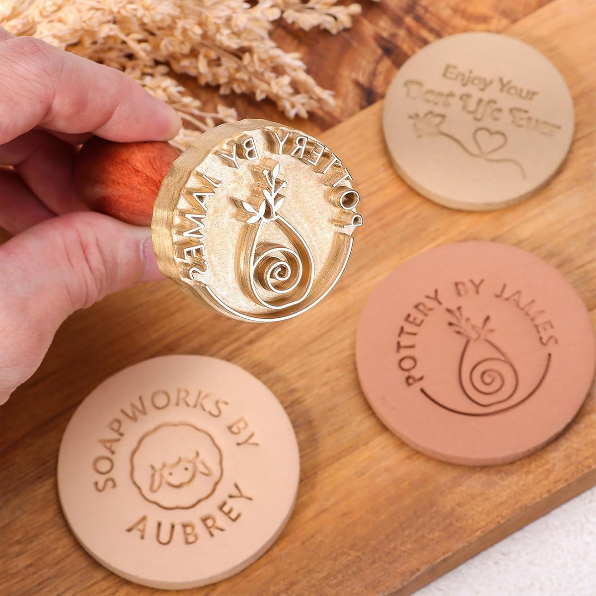 Custom Pottery Stamp - Personalized Clay Stamp with Your Logo Design - Create Unique Imprints in Pottery - Potters Lovers Gift Polymer Clay Tool