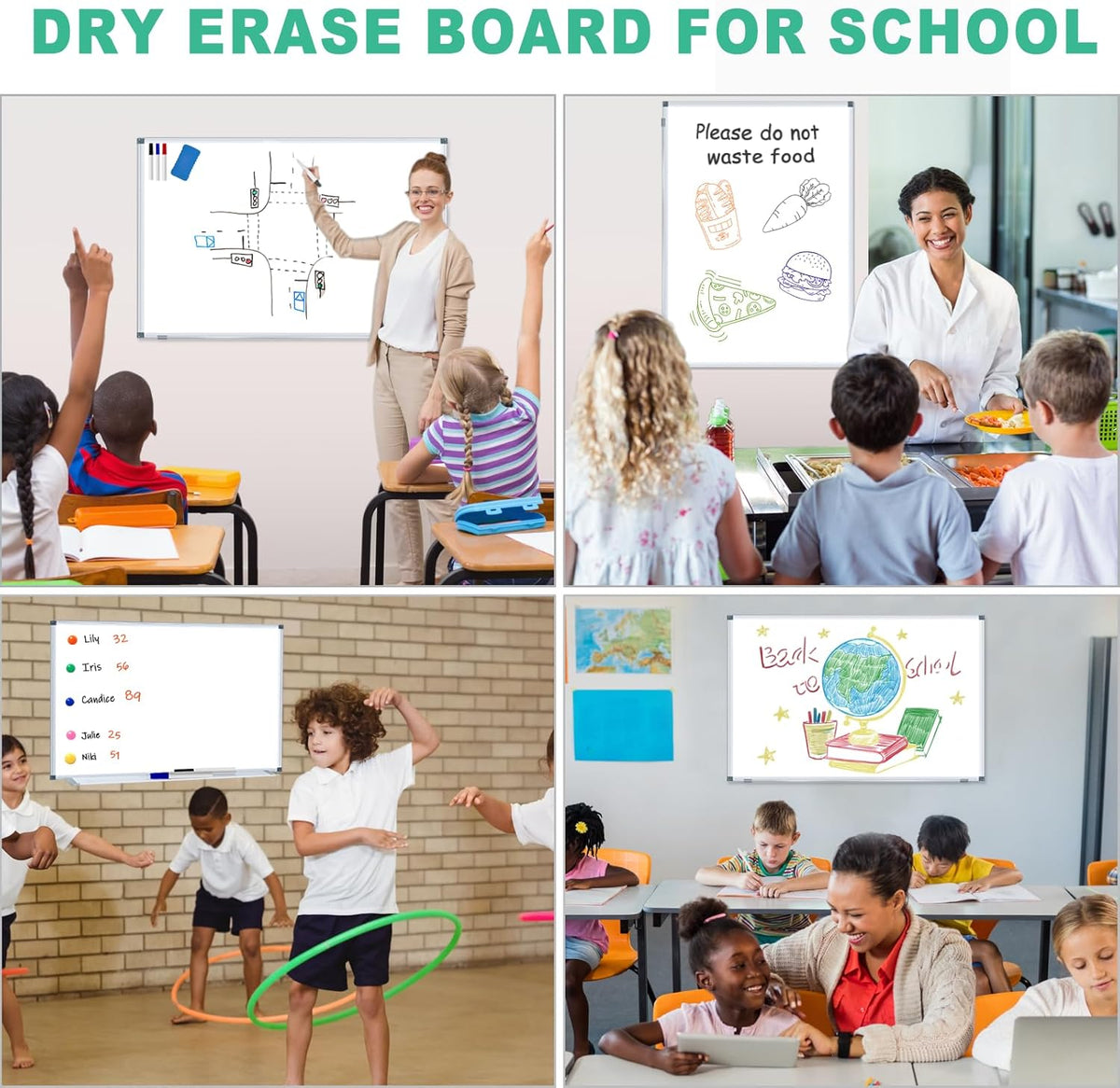 H-Qprobd 3' x 2' Whiteboard Dry Erase White Board for Wall 36x24 (2pcs) Magnetic Boards for Office Classroom & Home, Small Wall Whiteboard Including 6 Markers, 20 Magnets, 2 Erasers