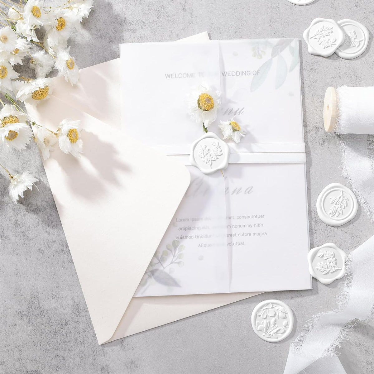 UNIQOOO Wax Seal Stickers - (3 Designs in 1 Pack) Wedding Invitation Envelope Seal Stickers, 60 Pcs Self-Adhesive Stickers, Perfect for Invitation, Christmas, Gift Wrapping (Snow White)
