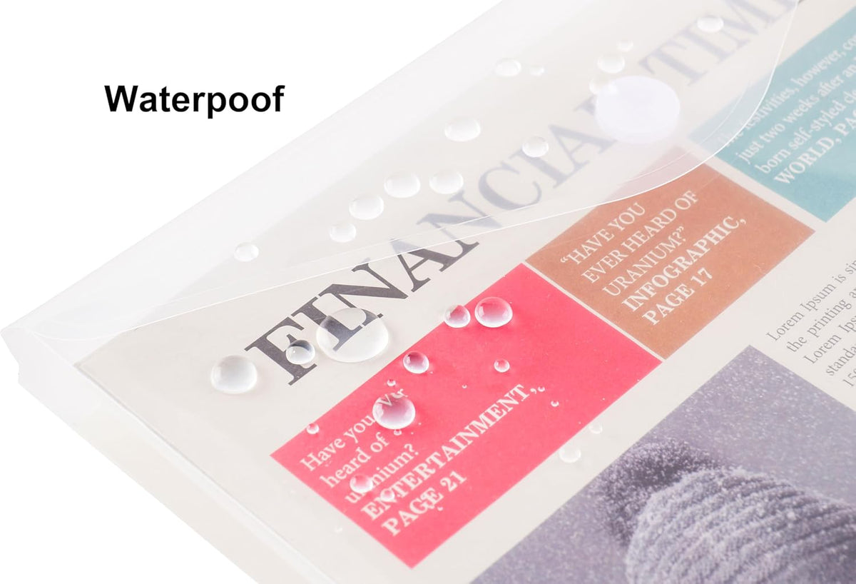 8.5 x 11 Letter Sized Clear Plastic Envelopes with Expanding Gusset Document File Storage Holder 20 Pack Hook Loop Closure