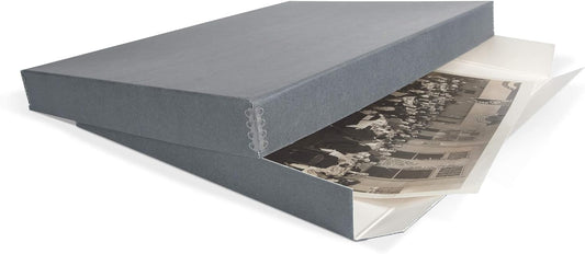 Gaylord Archival Blue/Grey Drop-Front Newspaper Preservation Box - 15W x 22L x 2" H
