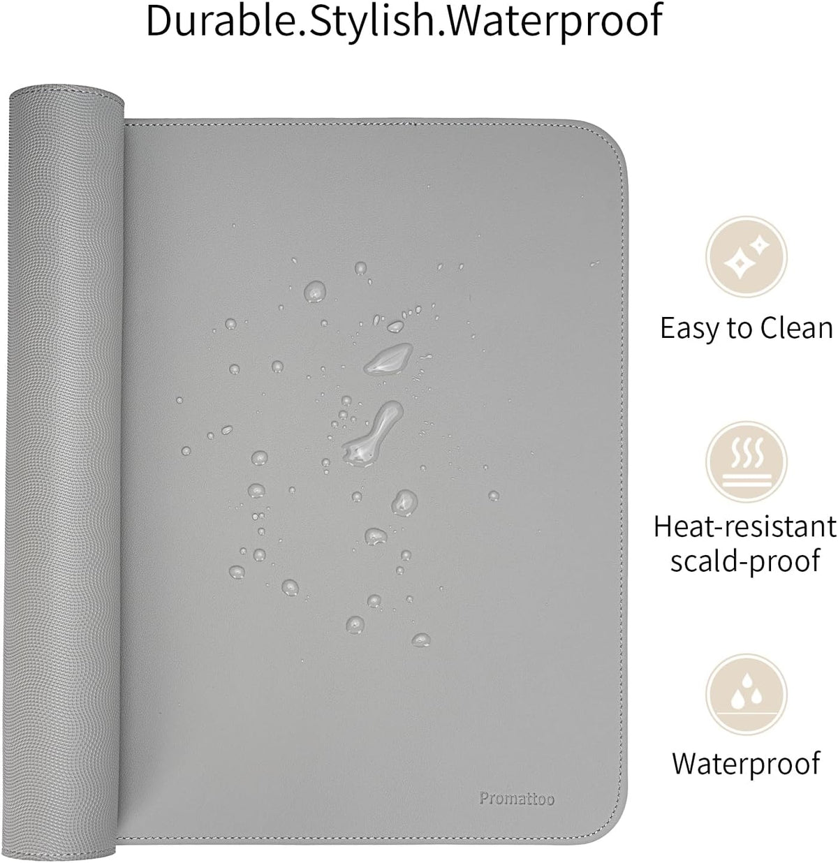 Oversized Non-Slip Desk Pad Protector – Grips Desk Firmly, Anti-Slip Like You've Never Seen! Vegan Leather Waterproof Laptop Mat for Keyboard & Mouse – Large Office Pad– Mist Gray