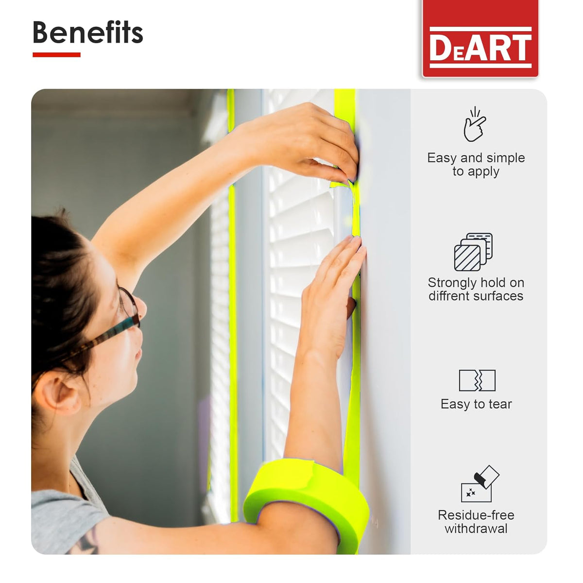 DEART 6Pcs Colored Masking Tape, Extra Long 1008 Feet or 360 Feet x 1 Inch Painters Tape, Color Painter Tape for Arts & Crafts Labeling or Coding, Kids Art Supplies (2.5cm X 18m (1In X 20Yards))