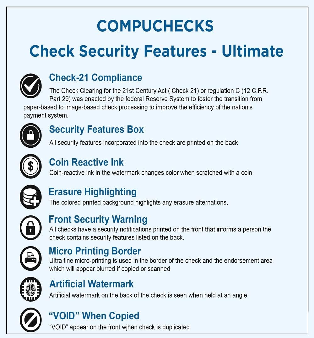 Business Voucher Check Stock - Computer Laser Checks - 3 Checks Per Page, 500 Sheets/1500 Checks, Gold Diamond