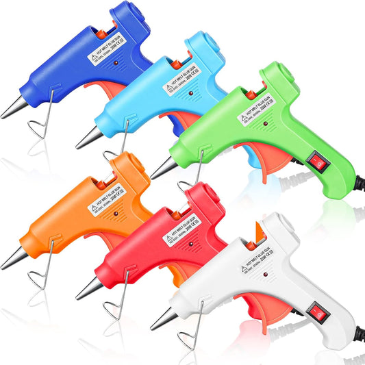 Zhengmy 6 Pieces Mini Hot Glue Gun Crafts Hot Melt Guns Fast Preheating and Easy Squeeze Trigger for School DIY Arts Class Projects Office Home Quick Repairs (Multicolored)