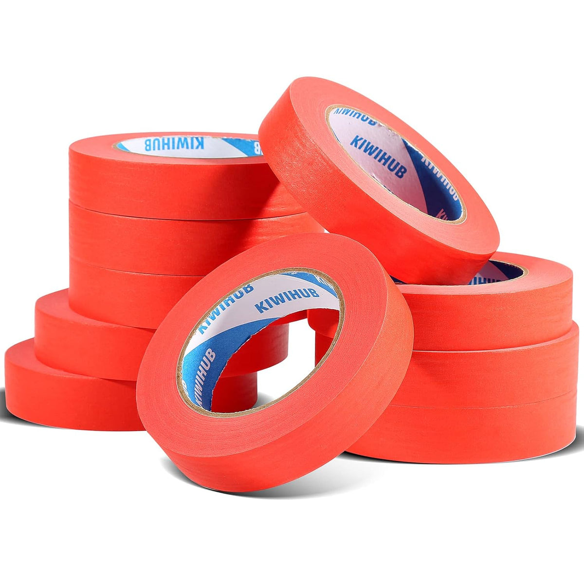 Red Painter's Tape,1 inch x 60 Yards x 10 Rolls (600 Yards Total) - Medium Adhesive Bulk Multi Pack Masking Tape for Painting,Labeling,DIY Crafting,Decoration and School Projects