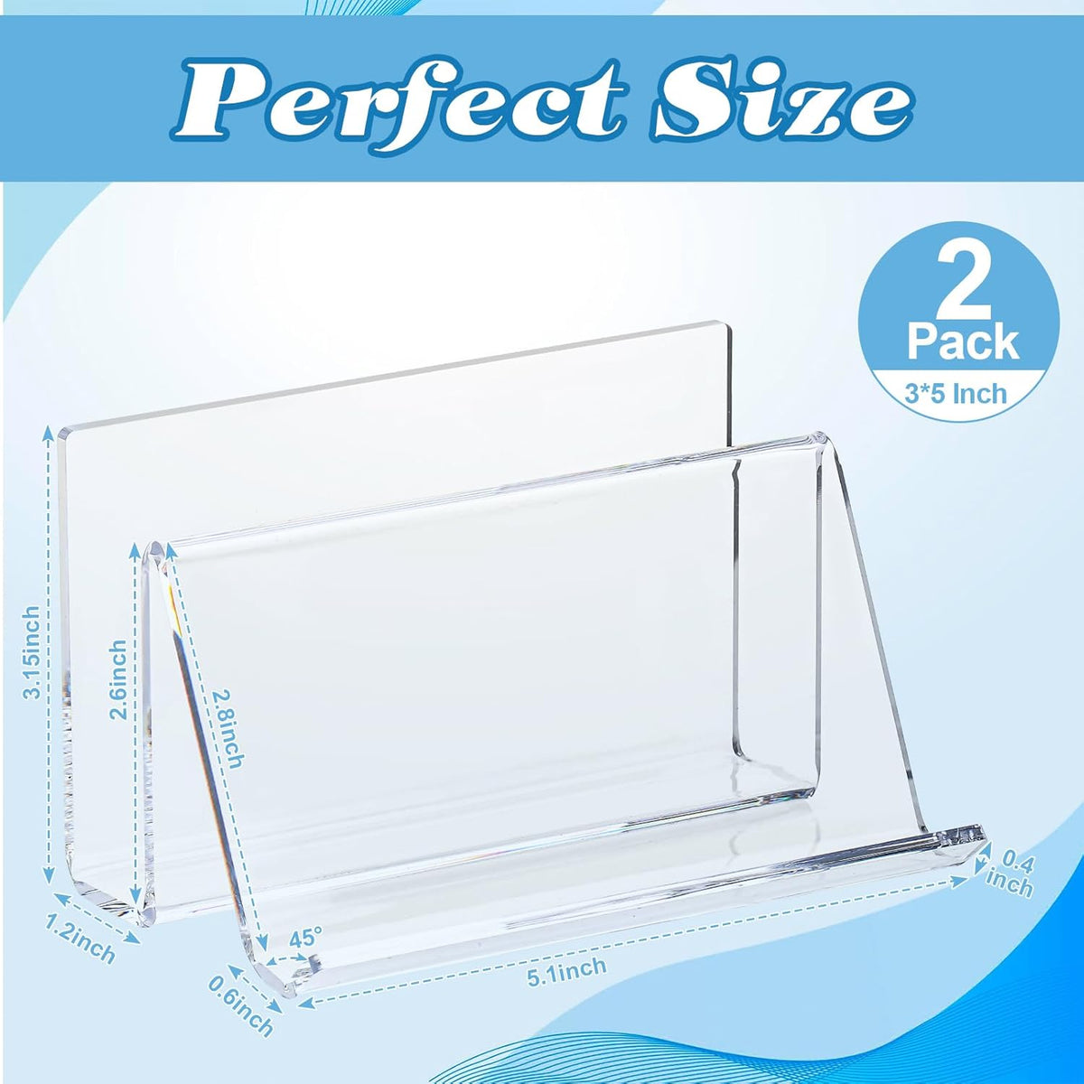 2 Pack 3x5 Index Card Display Holder Acrylic Cards Holder Stand Acrylic Business Card Holders Name Card Organizer Postcard Stand Display 200 Capacity for Studying Supplies No Card (Clear, 2 Pack)