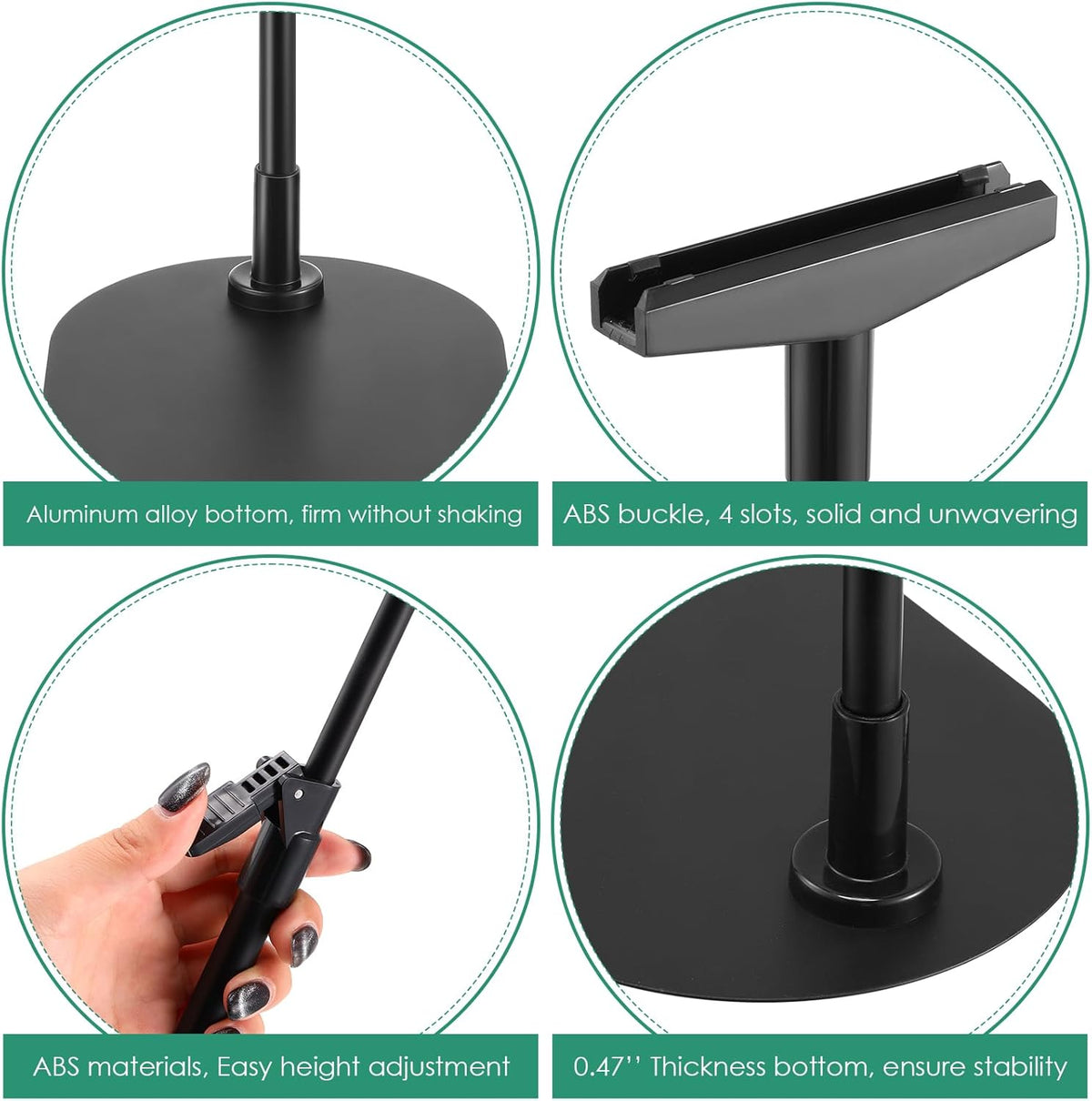 Jutom 6 Pack Adjustable Pedestal Stand Holder 8.5 x 11 Inch Heavy Duty Aluminum Sign Holder Vertical and Horizontal Sign Poster Stands Floor Standing Display for Advertisement Menu Display(Black)