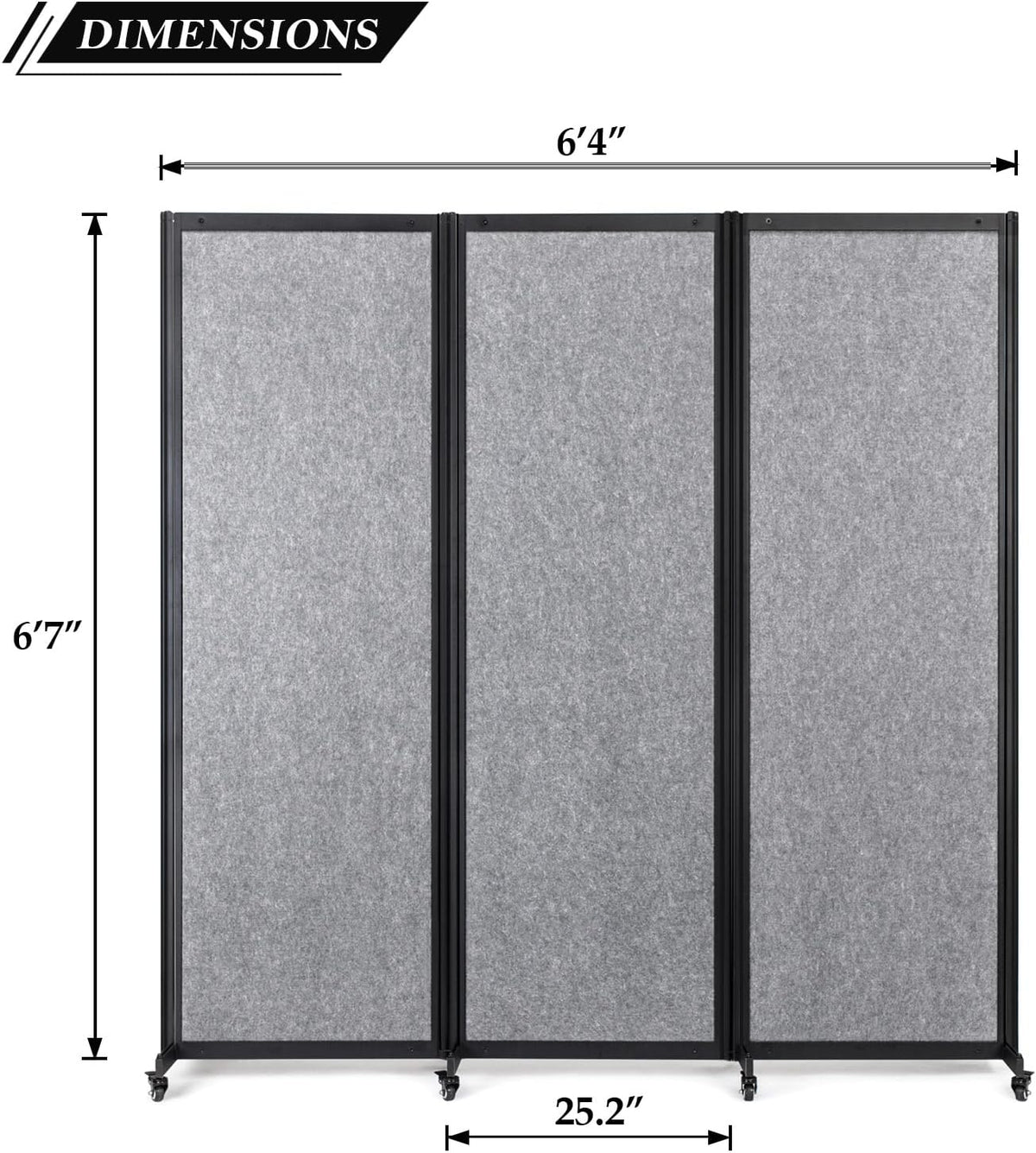 Room Partition,Office Divider,Portable Commercial Screen Dividers,Privacy Partition Separator,Classroom School Dividers,6'4"L* 6'7"H,3 Panel,Light Grey