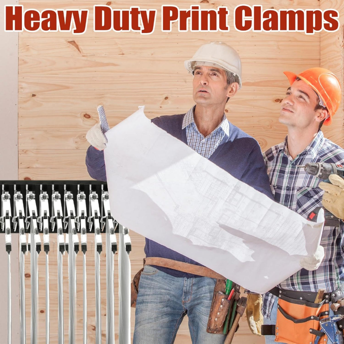 Estune Blueprint Hanging Clamps Binding Strips Storage for Construction Paper Poster Plans Drawings Arts (6, 30 Inches)