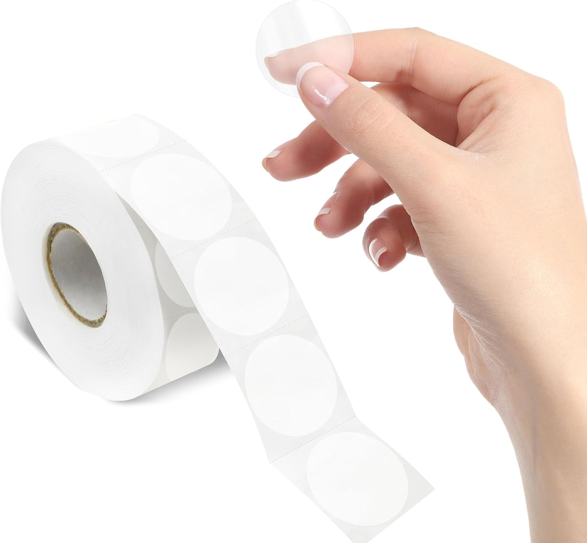 1000 PCS Round Clear Seal Stickers, Transparent Envelope Mail Wafer Seal Self Adhesive Package Circle Label Dots with Perforation Line for Envelopes, Boxes and Gift Packaging (1” in Diameter)