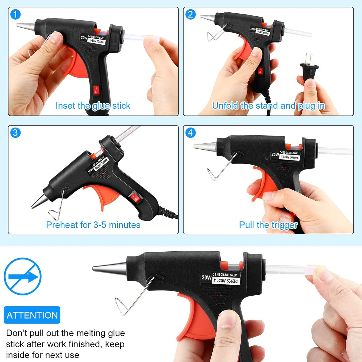 Zhengmy 12 Pieces Mini Hot Glue Gun Crafts Hot Melt Guns Fast Preheating and Easy Squeeze Trigger for School DIY Arts Class Projects Office Home Quick Repairs (Black)
