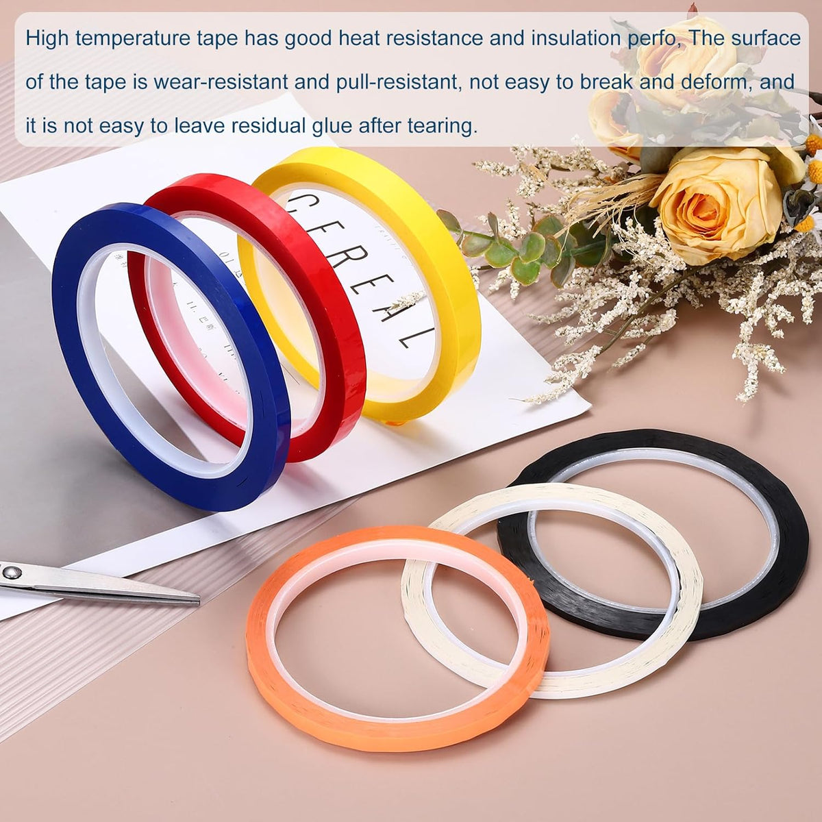 uxcell 6pcs 1/4" x 36 Yard Graphic Tape Whiteboard Grid Marking Tape Pinstripe Chart Line, Black