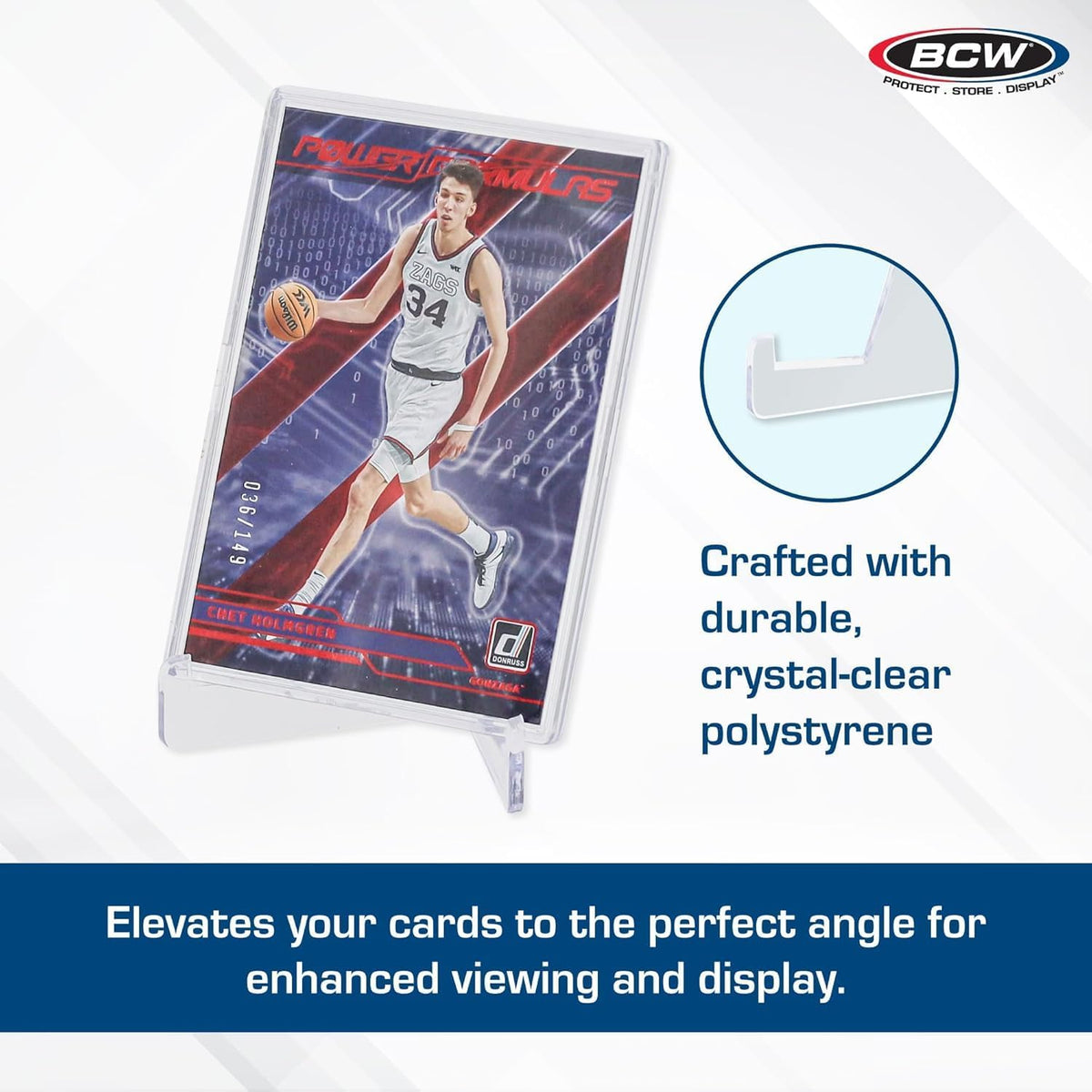 BCW Card Stands - Set of 10 | Crystal Clear Transparent Mini Easels for Picture Display | Durable & Sturdy Design | Perfect for Trading Cards, Sports Memorabilia, Use at Home, Office, Shop, and More