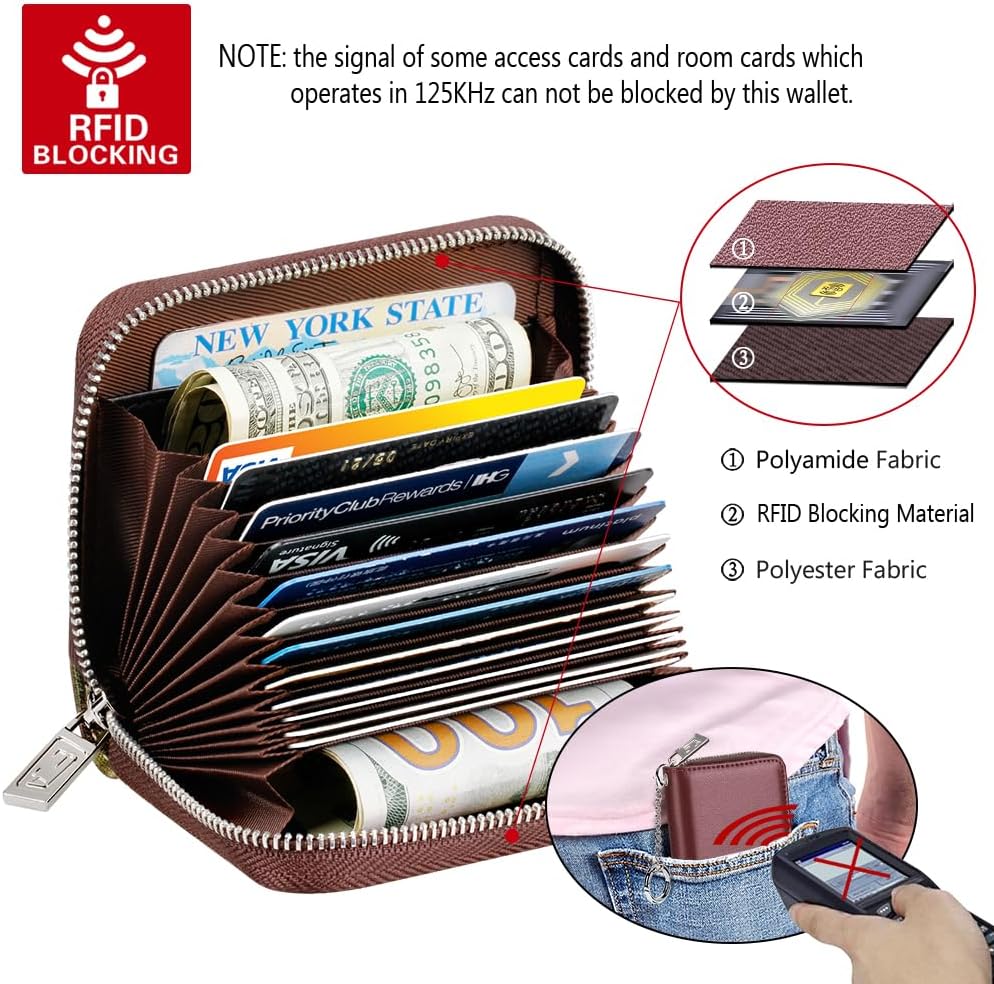 FurArt Zipper Wallet Women, RFID Blocking Credit Card Wallet, Business Card Holder, Compact Size KeyChain Wallet