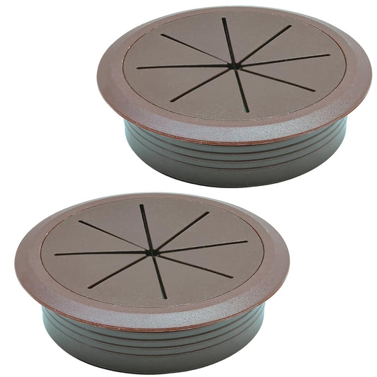 Desk Grommet 3-1/8" (80 mm), Desk Hole Cover for Cables Coffee, Cable Grommet ABS Plastic, Desk Hole Grommet for Office and Home Table Cable, Detachable & Flexible Cable Cord Organizer-2 Pcs