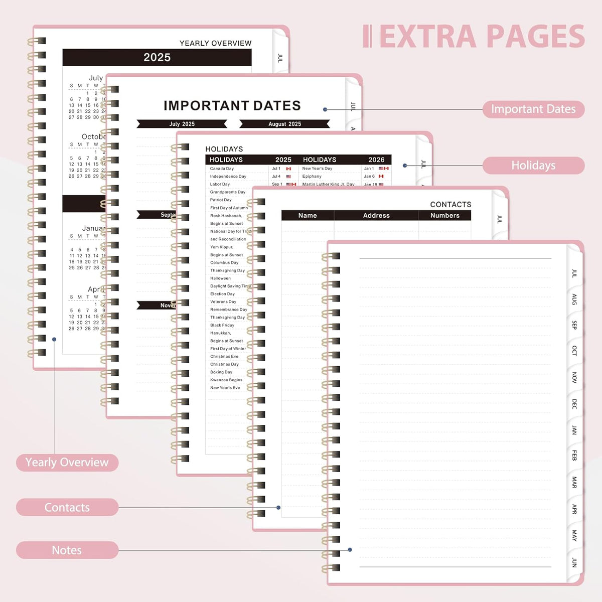 Planner 2025-2026, Weekly and Monthly Calendar Academic Planner (July 2025 - June 2026), Hardcover Teacher School Student Agenda with Tabs, Ideal for School Office Supplies, A5 (6.3" x 8.5")