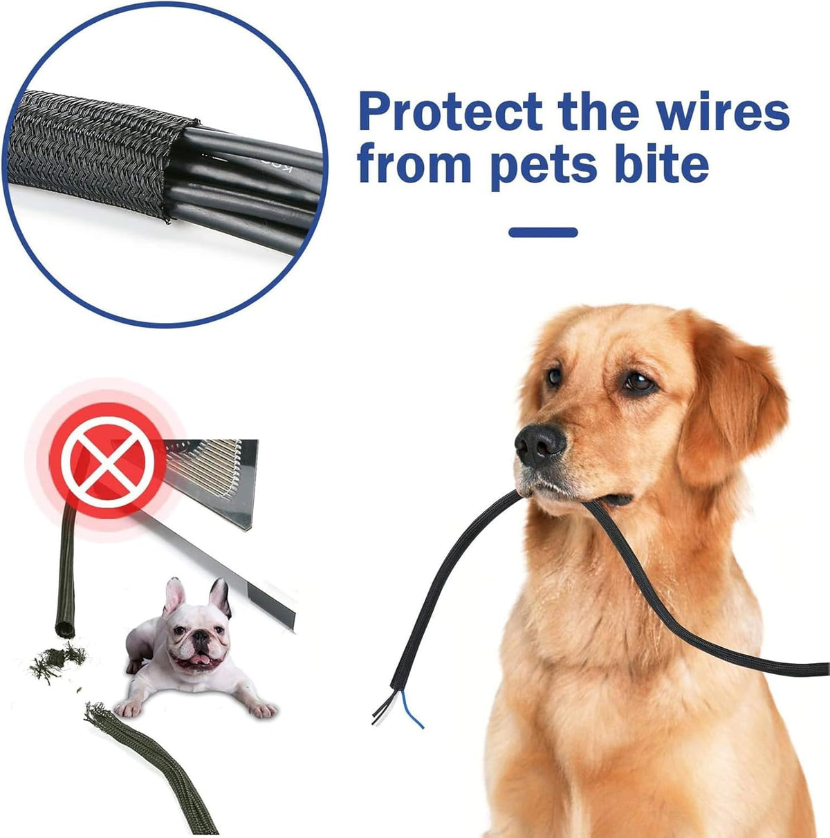 10ft *2pcs - 1/2 inch Cord Protector Wire Loom Tubing Cable Sleeve Split Sleeving for USB Cable Power Cord Audio Video Cable – Protect Cat from Chewing Cords - White(White, 10ft-1/2inch)