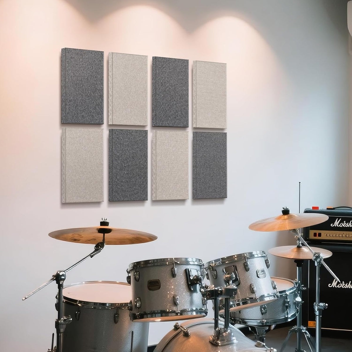 UMIACOUSTICS 4 PCS Acoustic Panels with Hanging Brackets, 2” Thick Fiberglass Sound Proof Panels Removable for Studios, Office, Home Theater Wall- Charcoal Grey