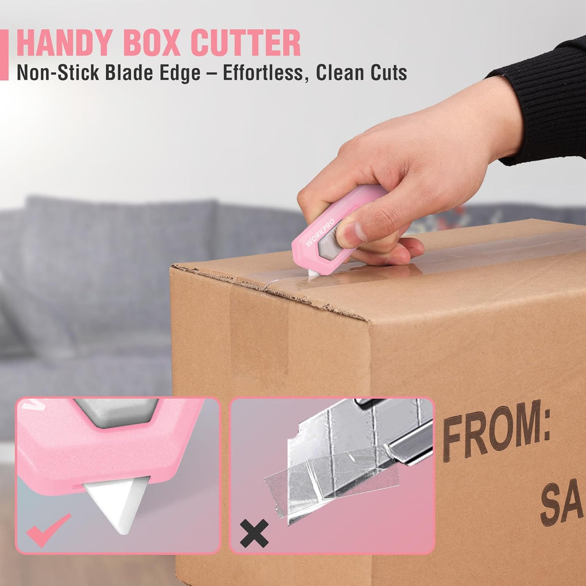 WORKPRO Ceramic Small Safety Box Cutter, Automatic Rebound Mini Letter Opener, Quick Change Retractable Blade Razor Knife, with Extra Blades