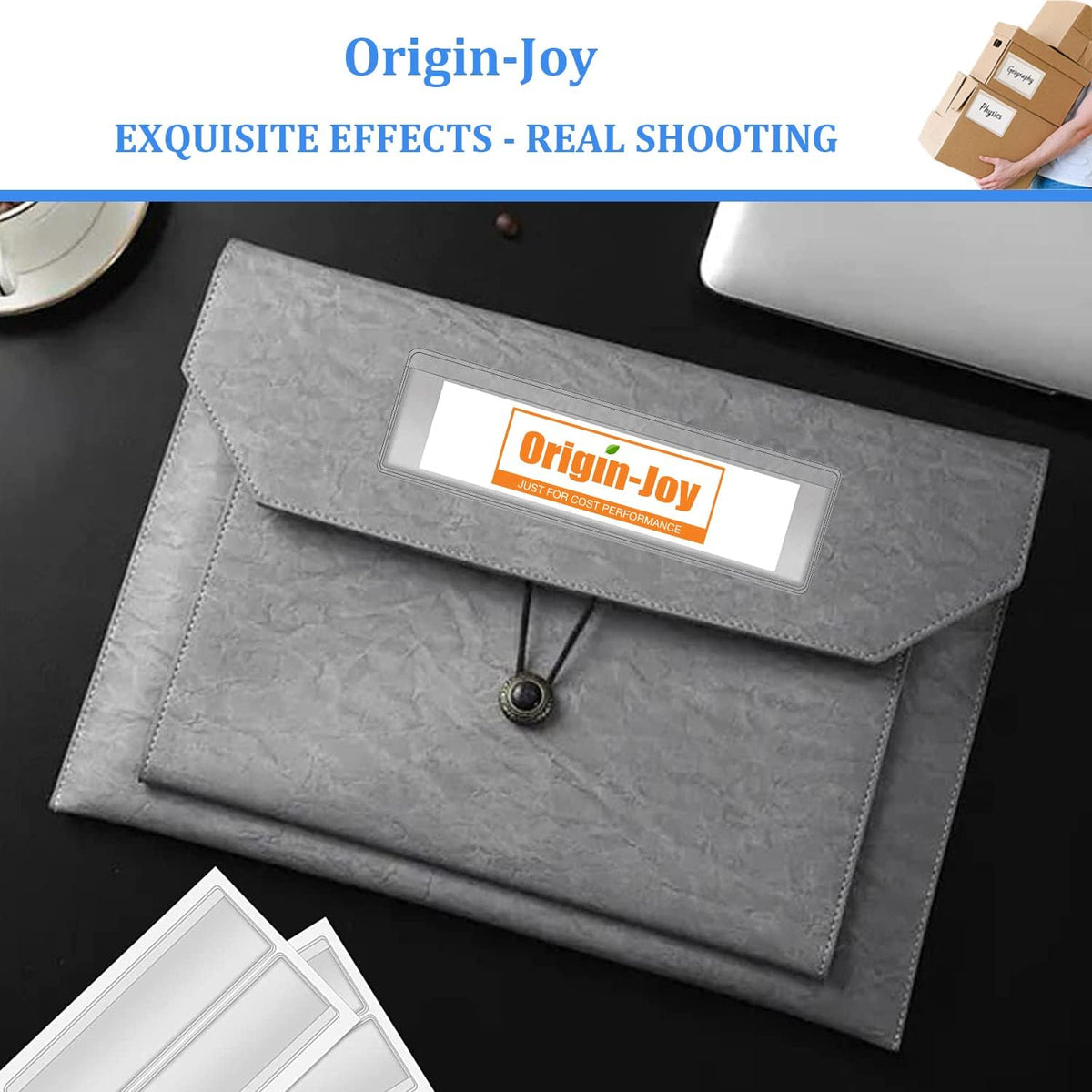 Origin-Joy 25 PCS Self-Adhesive Index Label Pockets, Clear Plastic Peel & Stick Card Holders with Top Open for Loading (6.75 x 3.5 inch)