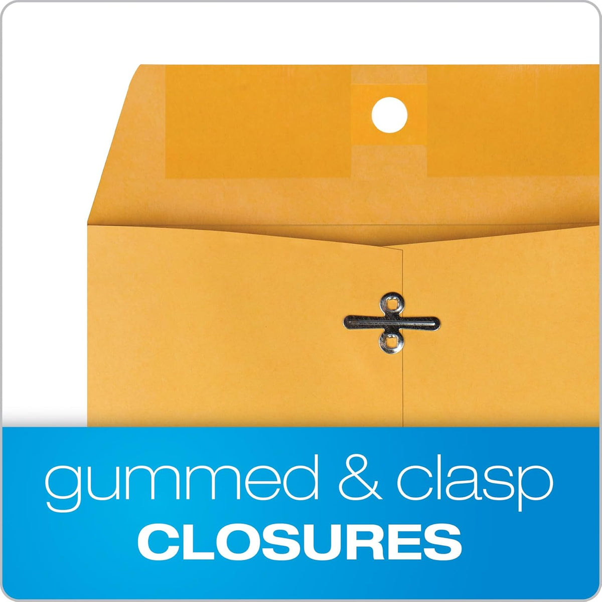 Quality Park 7 x 10 Clasp Envelopes, Clasp and Gummed Closures for Storing or Mailing, 28 lb Kraft Paper, 100 per Box (QUA37868)
