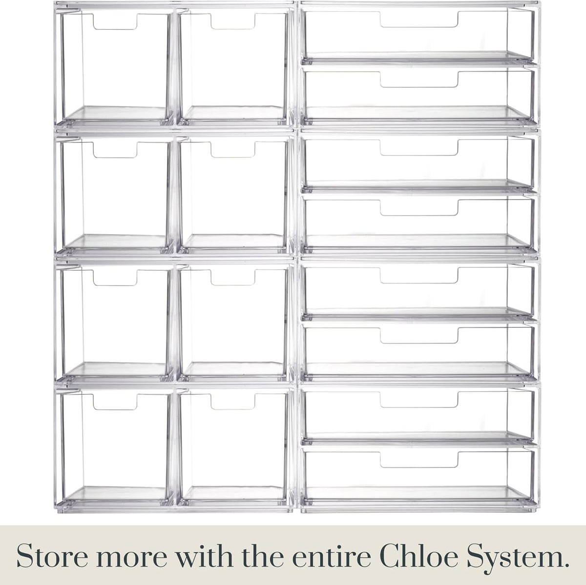 STORi Chloe Space-Saving Clear Drawer Organizer (4 Tall Drawers) Sort Office, Kitchen, Beauty Supplies, Makeup, Pens, Jewelry, Stationary, Made in USA