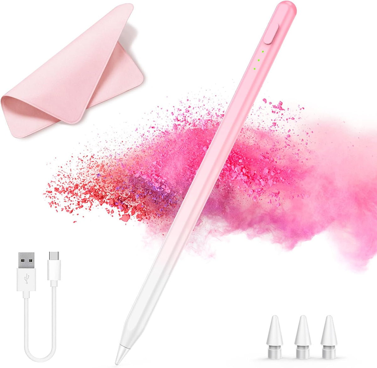Stylus Pen for iPad,14Mins Fast Charge for Apple Pencil,Palm Rejection,Tilt Sensitivity, Pen for iPad11/10/9/8/7/6, Pro 12.9"/11"/13" M4, Mini 6/5, Air 5/4/3/11"-13" M2/M3 with Polishing Cloth