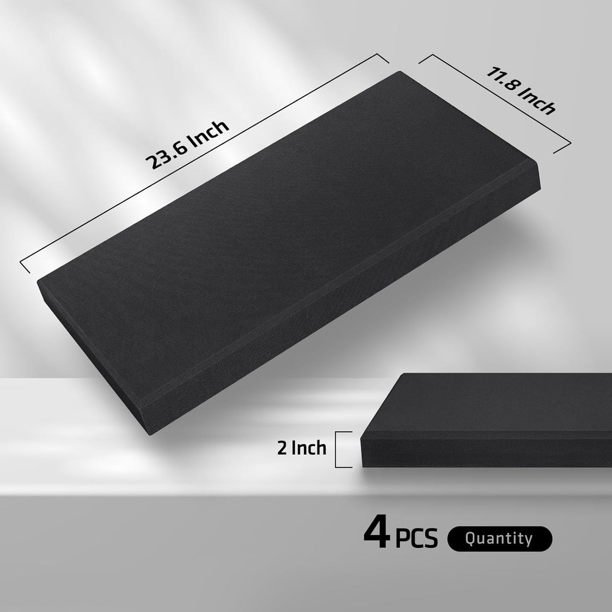 UMIACOUSTICS 4 PCS Fiberglass Acoustic Panels, 2“ Thick 23.6" x 11.8" Sound Absorbing Panels , Black