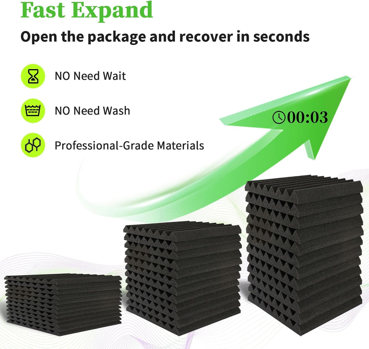 24 Pack Sound Proof Foam Panels for Walls, Thickened 2x12x12 Inches Wedges Acoustic Panels Sound Absorbing, High Density Pyramid Noise Reduction Panels