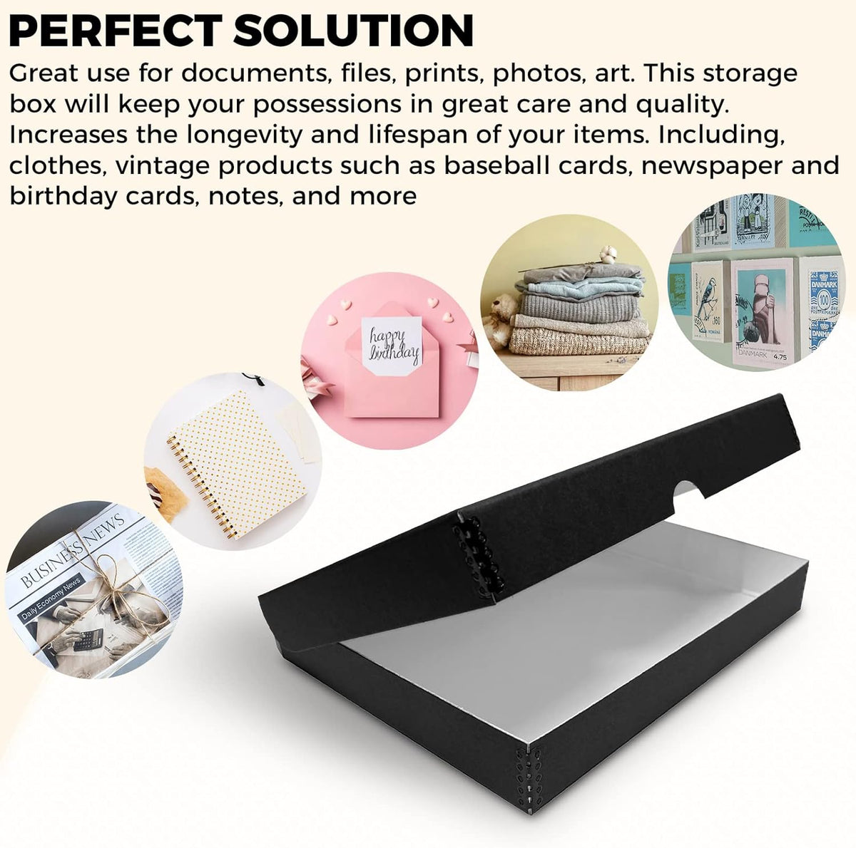 Golden State Art, Archival Folio Storage Box 9x12, Clamshell Design with Metal Edge, Preserve and Store Photos Documents Cards Prints Arts Crafts DIY, Black