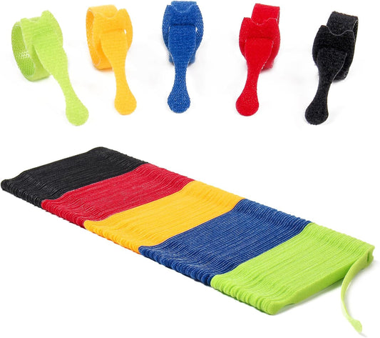 OneLeaf 180PCS Valuable Wire Organizer 4Inch Reusable Cable Ties with Hook and Loop, Colorful Fastening Cord Ties Wire Management for Home, Office, Data Centers, and Electronics, 5 colors