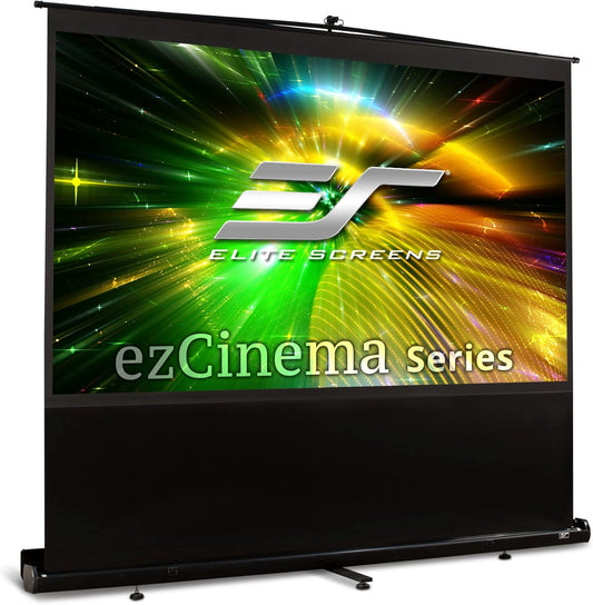 Elite Screens ezCinema Series 120-Inch Projector Screen 16:9 – Portable Floor Pull-Up Manual Projection Screen for Indoor Outdoor, 4K 8K Ultra HD 3D Ready, Home Theater Office Church – F120NWH