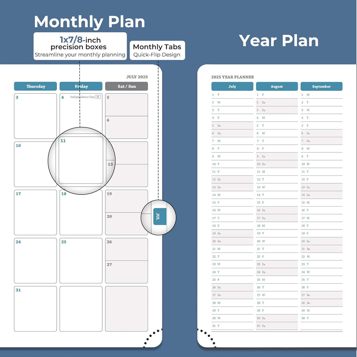 Planner 2026 Daily Weekly and Monthly,6.5"x3.75",12 Months Spiral Bound Calendar Agenda with Self-adhesive Pen Holder,2026 Appointment Book with Vegan Leather Soft Cover,Blue
