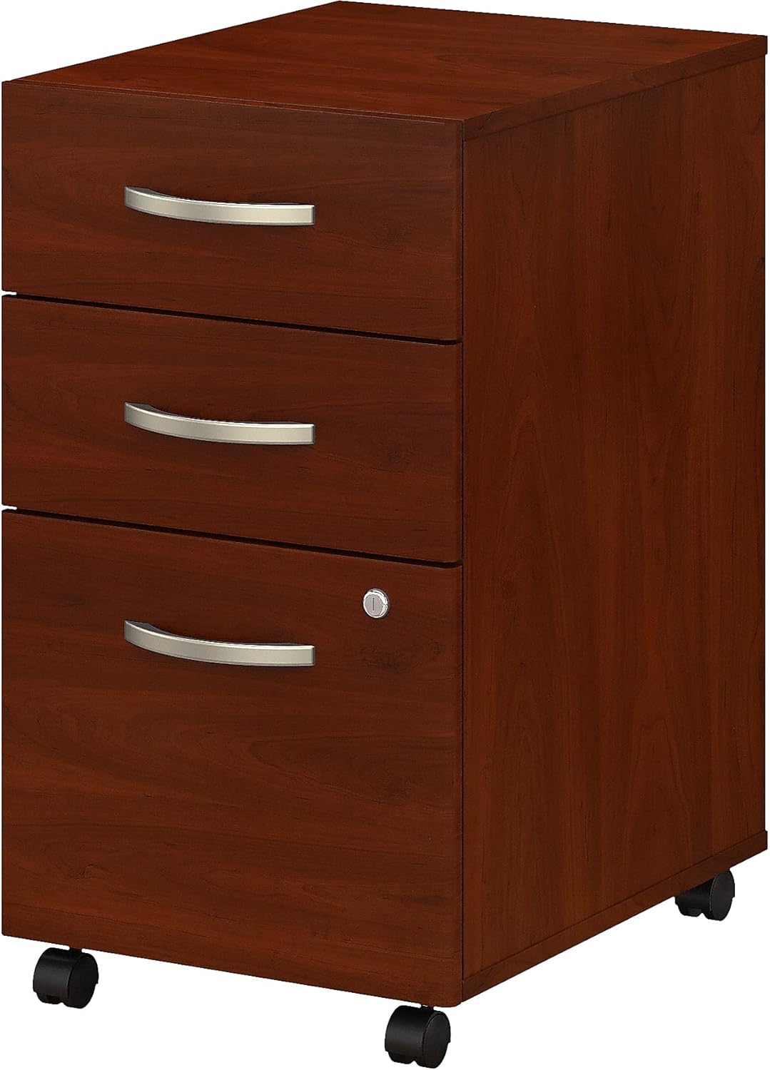 Bush Business Furniture 3 Drawer Mobile File Cabinet - Assembled, Rolling Document Storage for Home or Professional Office, Studio C Collection, Hansen Cherry