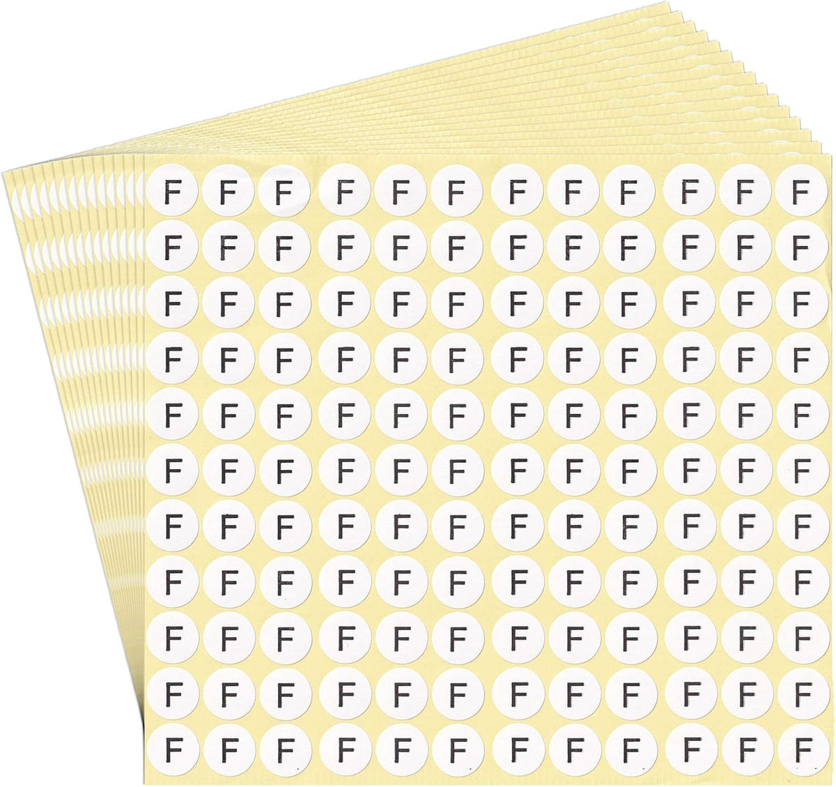 dealzEpic - Alphabet Stickers of The Letter F - Small Round Paper Self-Adhesive Peel and Stick Letter Labels - Set of 15 Sheets