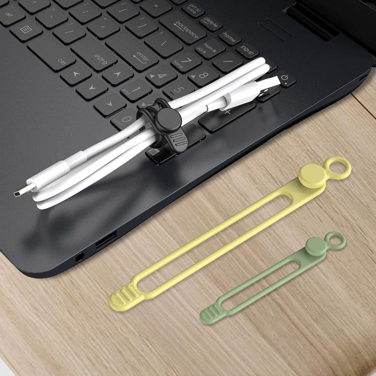 Nearockle Silicone Cable Ties Cord Organizer for Cable Management, 20PCS 4.2" and 7.1" Reusable Cable Organizer Electronic Accessories for Home, Office, Kitchen, School, Travel (5 Colors)