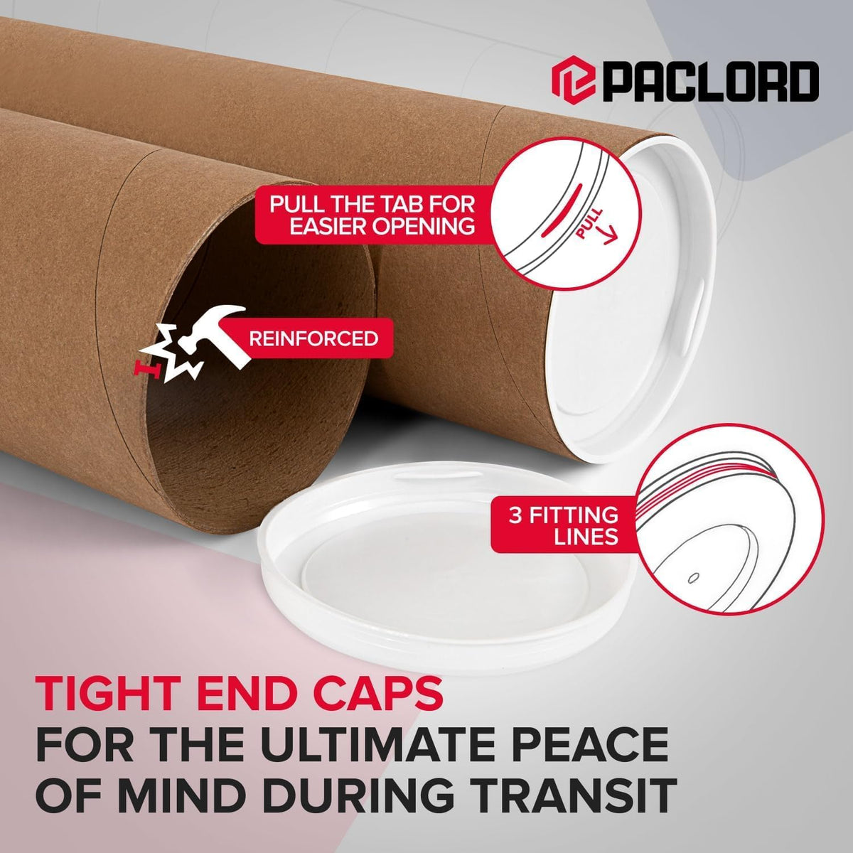4" x 12" Heavy-Duty Reinforced Cardboard Mailing Tube, Pack of 6 Tubes with 12 Caps – Secure USPS Approved – Great for Shipping and Storing of Prints, Artwork, Posters or Documents