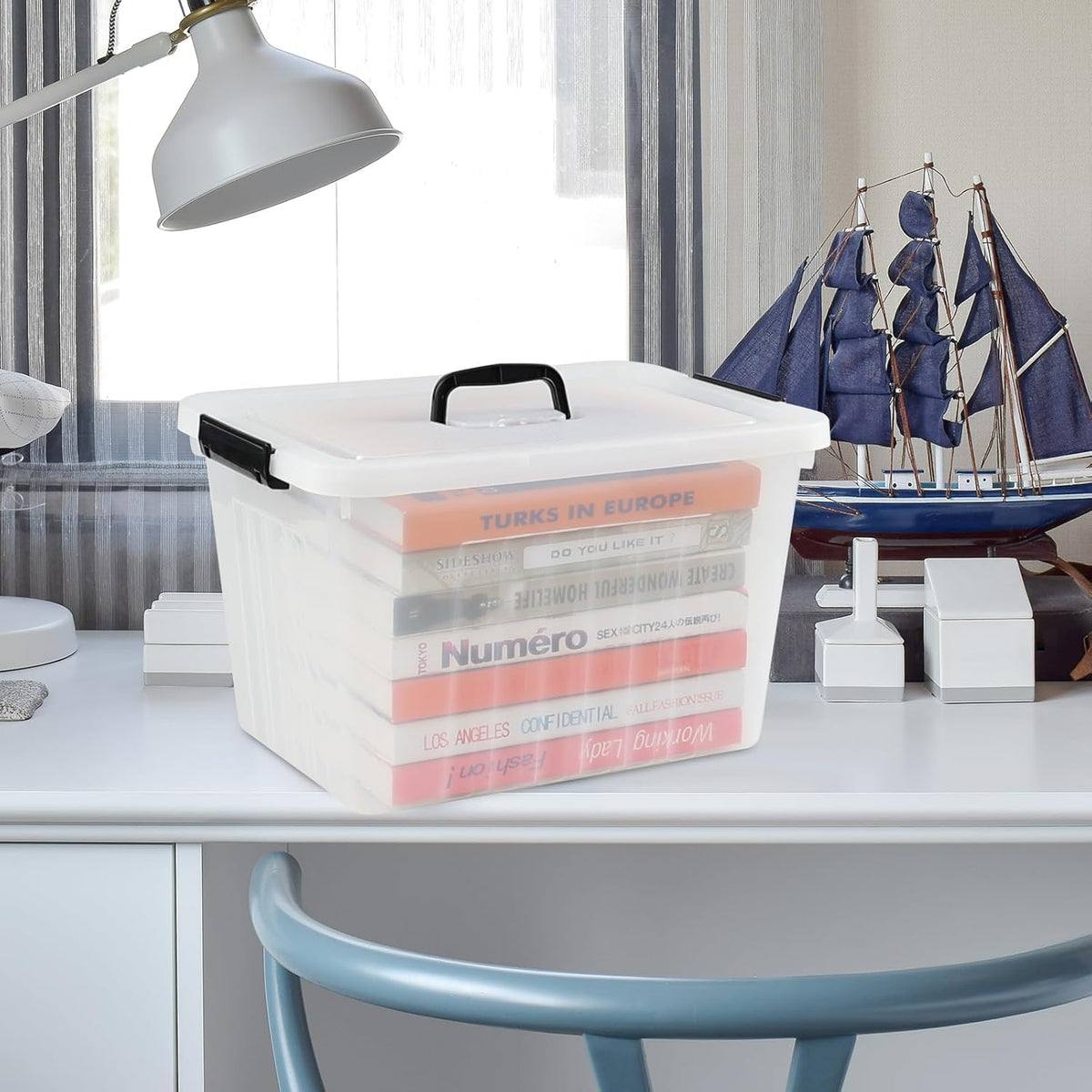 Asking 18 L Clear Plastic Storage Box with Handle, 4-Pack
