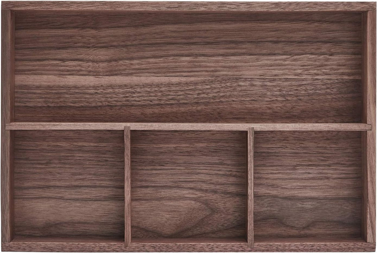 pandapark Wood Organizer Tray,Black Walnut,Desk & Drawer Storage Box (Walnut Master)
