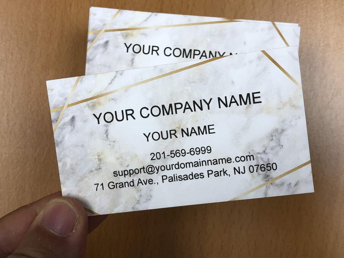 Custom Premium Business Cards 100 pcs Full color - Printed on 16pt(350gsm) or14pt (308gsm) Classic matte paper, Made in The USA (Marble Line)